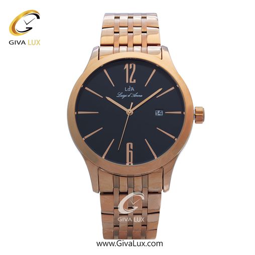 ساعت مچی اورجینال مردانه LdA | لوئیجی د آنا | Luigi d'Ana رزگلد | رزگلد| مشکی| کد رفرنس 2419